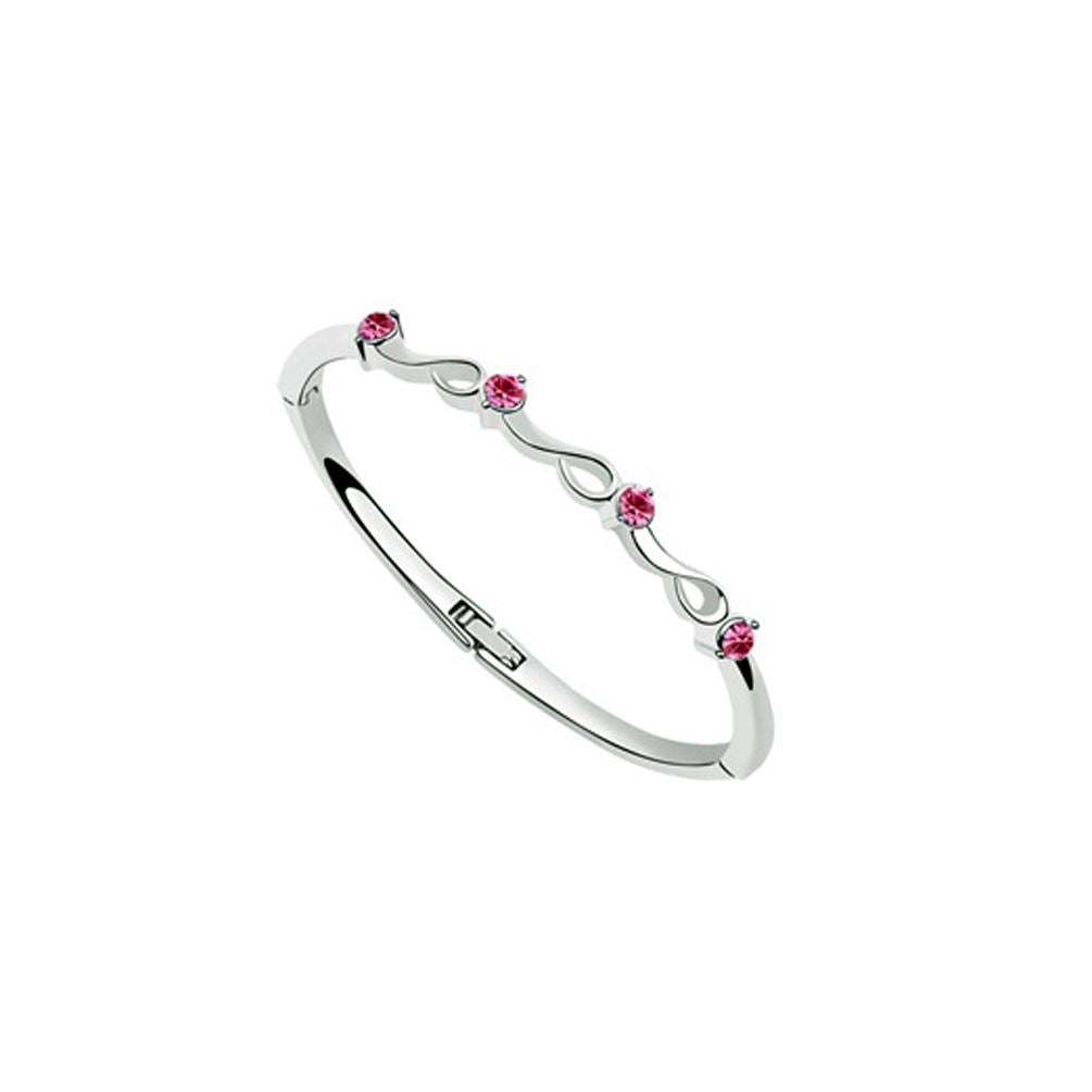 Austrian Crystal Bracelet Bangle With Pink Stones Gift Present For Her UK Seller