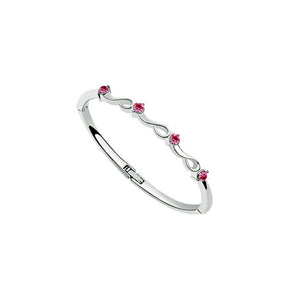 Silver Bracelet Bangle With Pink Stones
