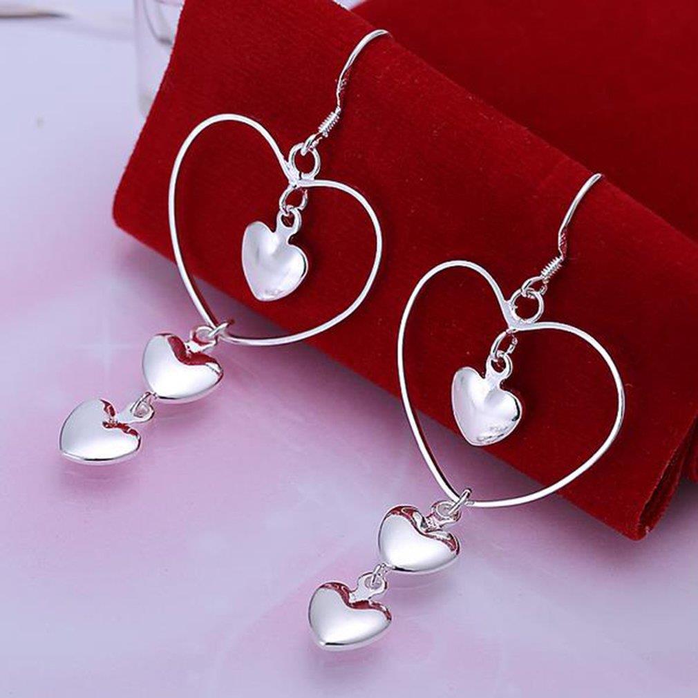 Charles William Women's Statement Silver Plated Love Hearts Earrings