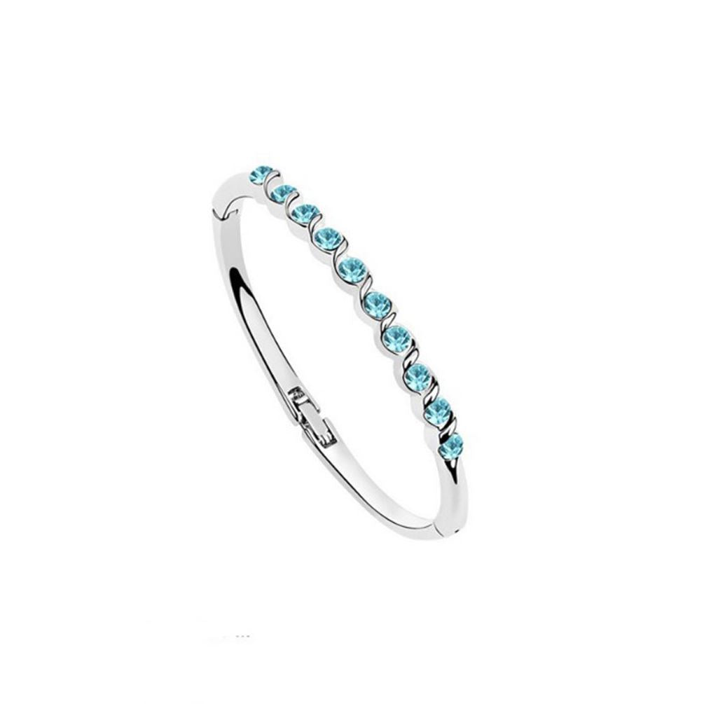 Women Ladies Silver Blue Crystal Elements Christmas Bangle Bracelet Gift Present UK Seller