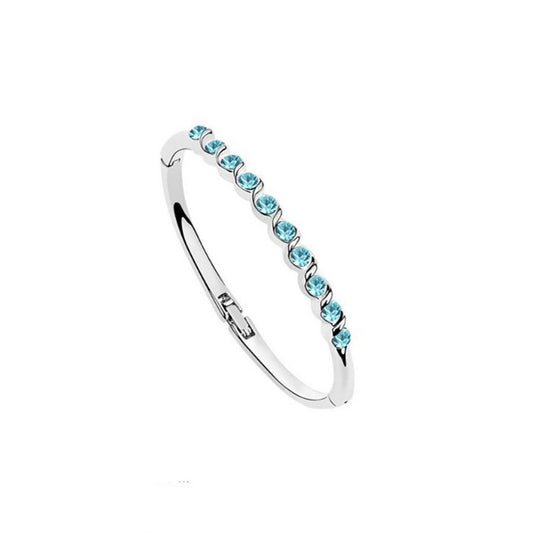 Women Ladies Silver Blue Crystal Elements Christmas Bangle Bracelet Gift Present UK Seller