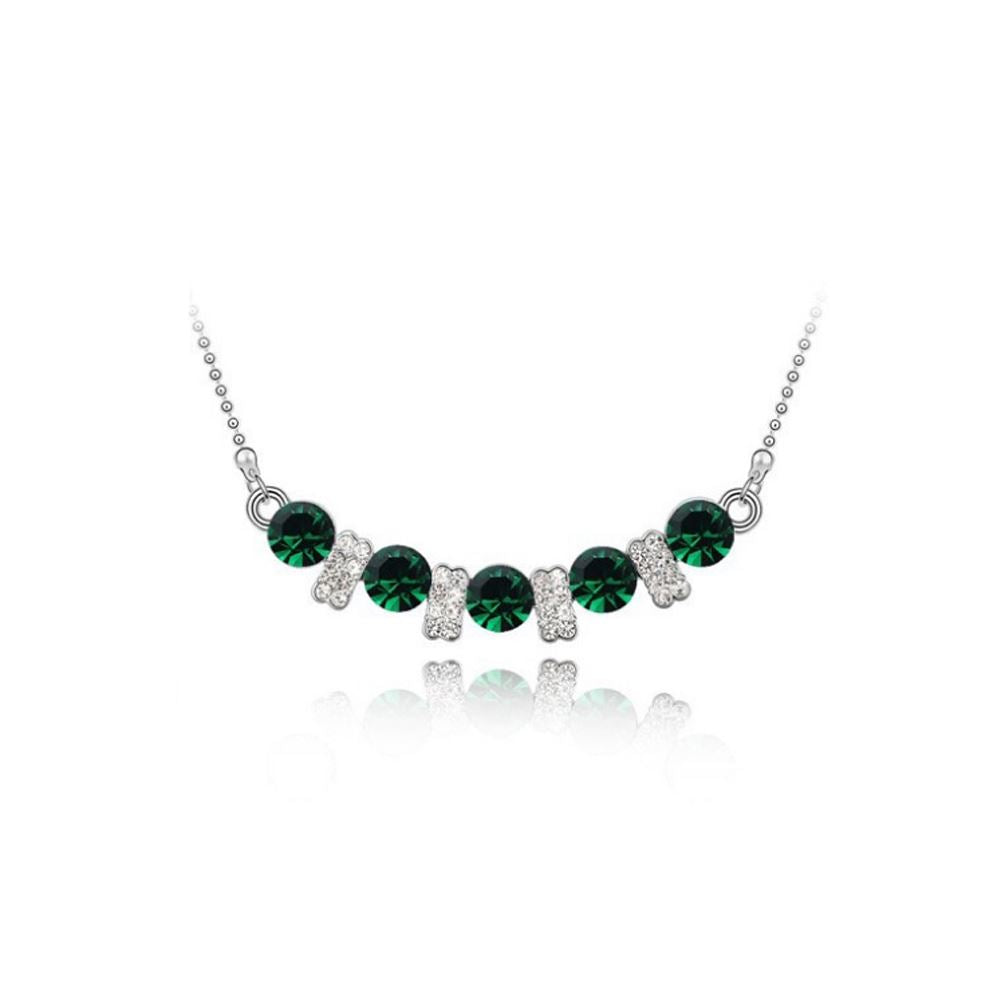 Women's Girls Crystal Dark Green Colour Stone Pendant Necklace 7 Colours Available UK Seller