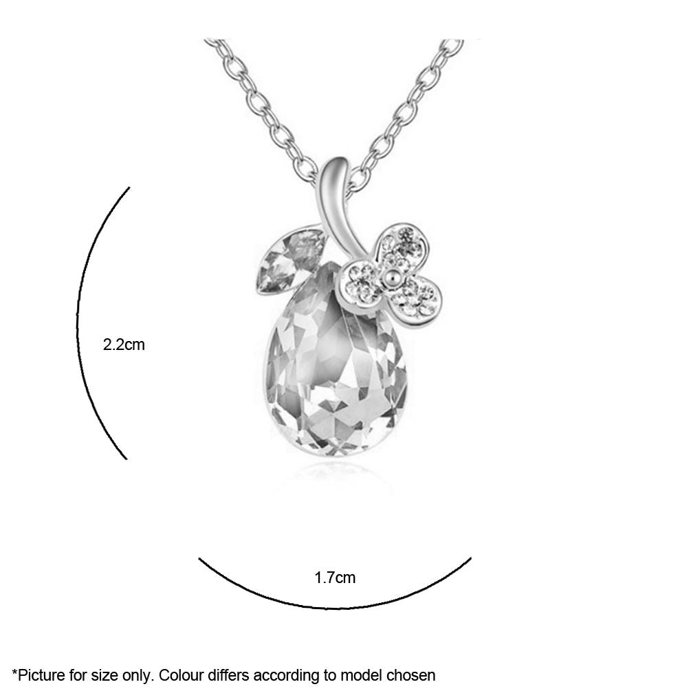 Women's Clear Diamante Crystal Silver Tone Flower Petal Teardrop Pendant Necklace UK