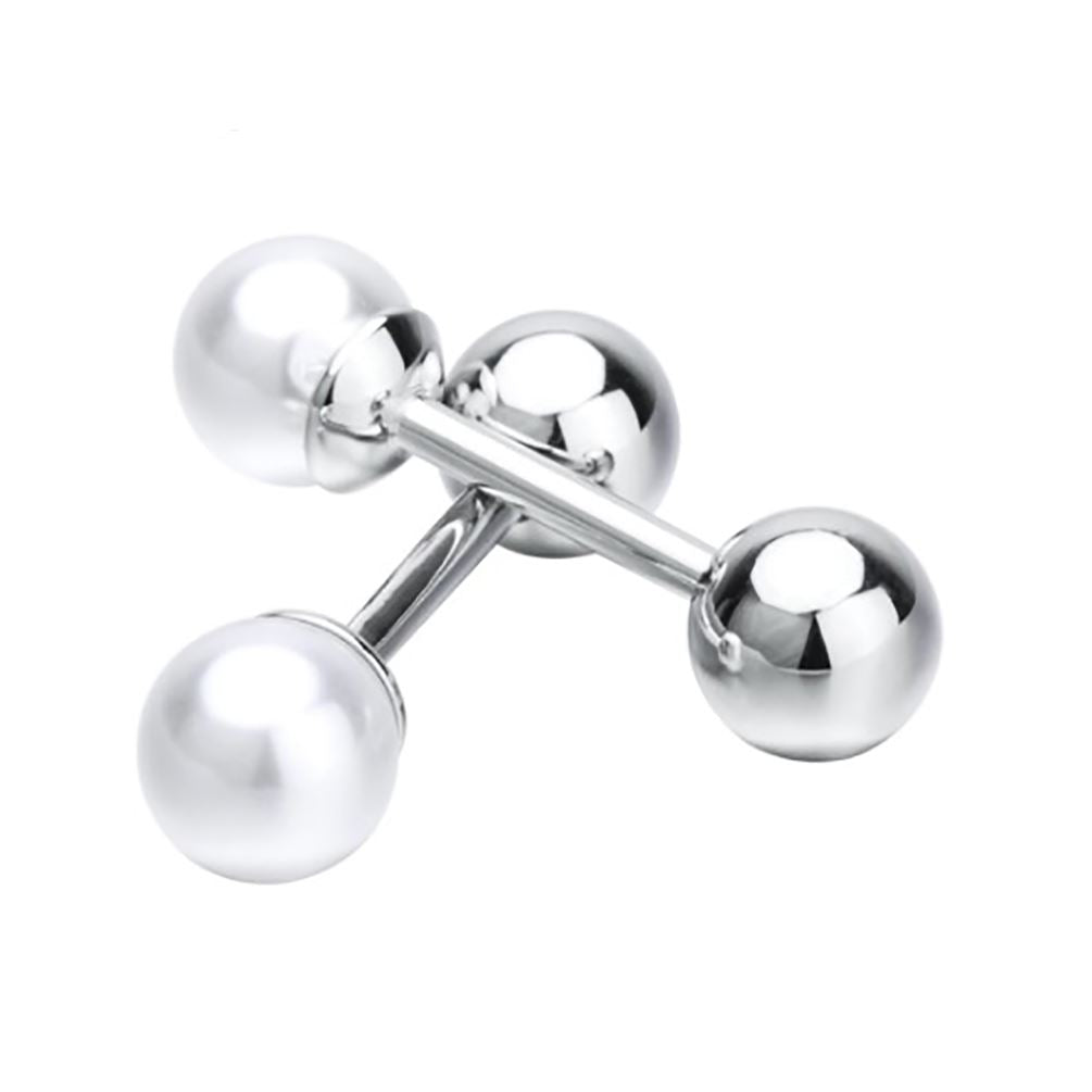 Charles William Smart Pearl Silver Round Ball Cufflinks Stud Oval Business Wedding Shirt UK