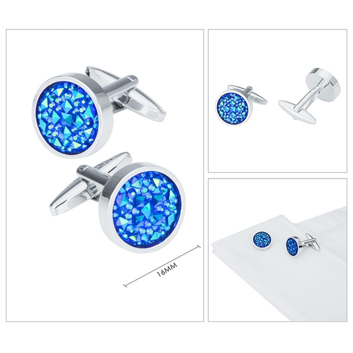 Charles William Shades of Blue Warm Colour Dots Cufflinks Novelty Shirt Cuff Links Fashion