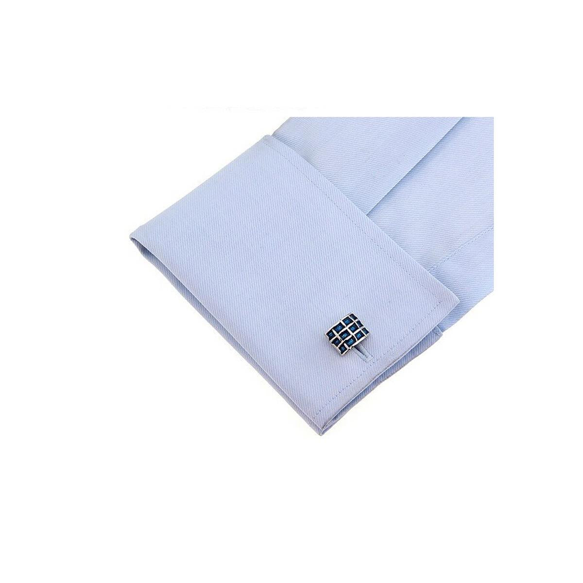 Charles William Premium Blue Silver Criss Cross Cufflinks Novelty Pattern Shirt Cuff Links Fashion UK