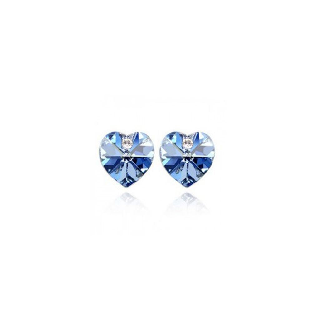 Austrian Crystal Stone And Elements Light Blue Heart Shaped Rhinestone Stud Earrings UK Seller