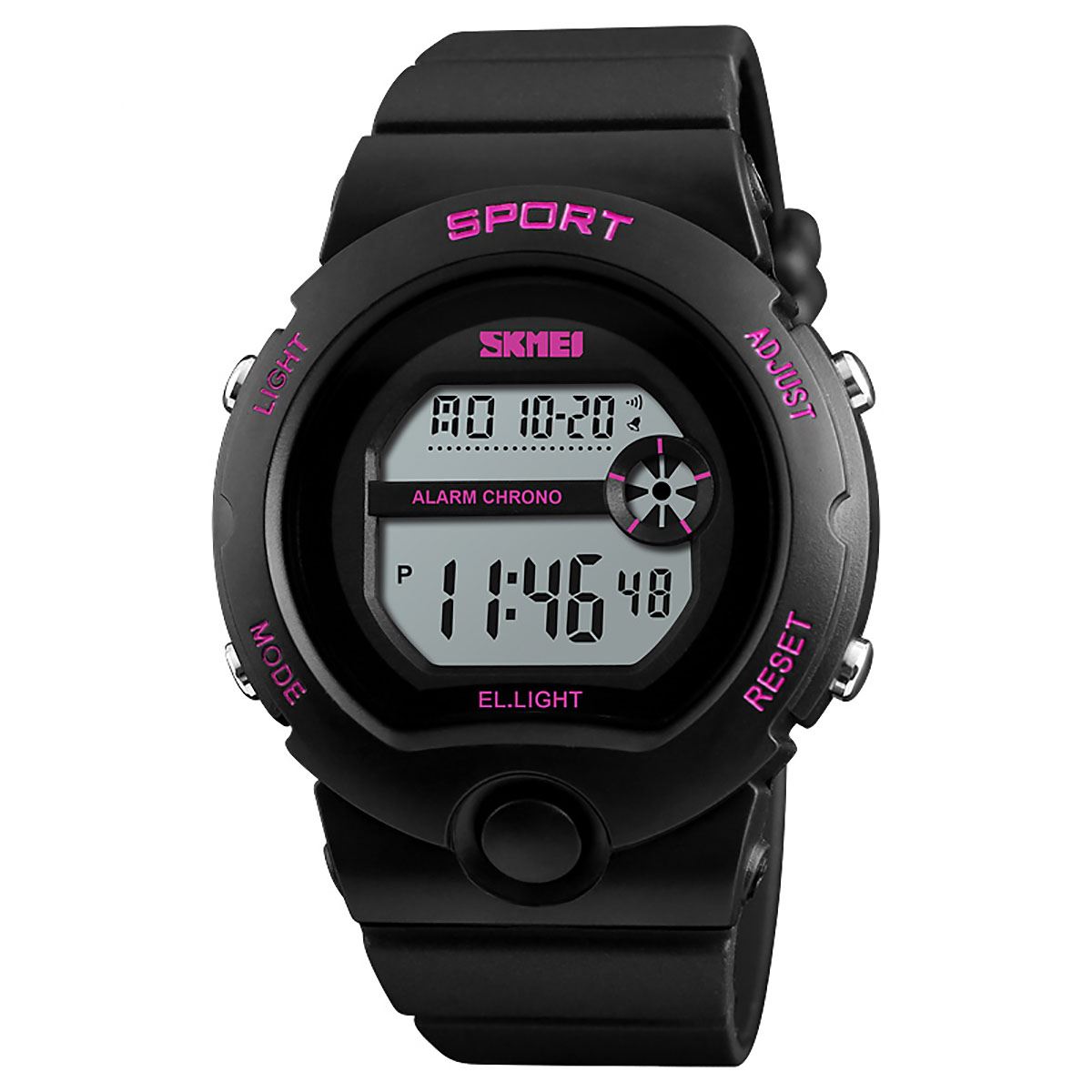 Skmei Girls Kids Black Digital With Pink Markers Watch 50m Water Resistant With Stopwatch Alarm Perfect For Ages 5-13 DG1334B