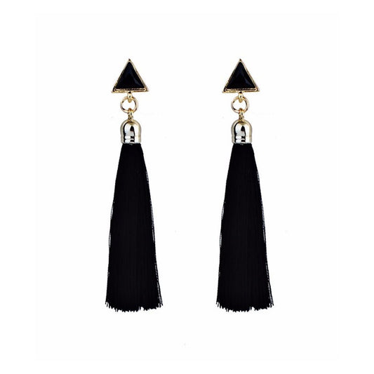 Black Drop Tassle Tassel Earrings Dress Fashion Present Gift Ladies Girls Womans