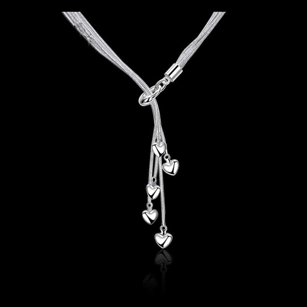 Charles William Beautiful Stunning Hearts Love Pendant Necklace Silver Plated Women's Gift UK