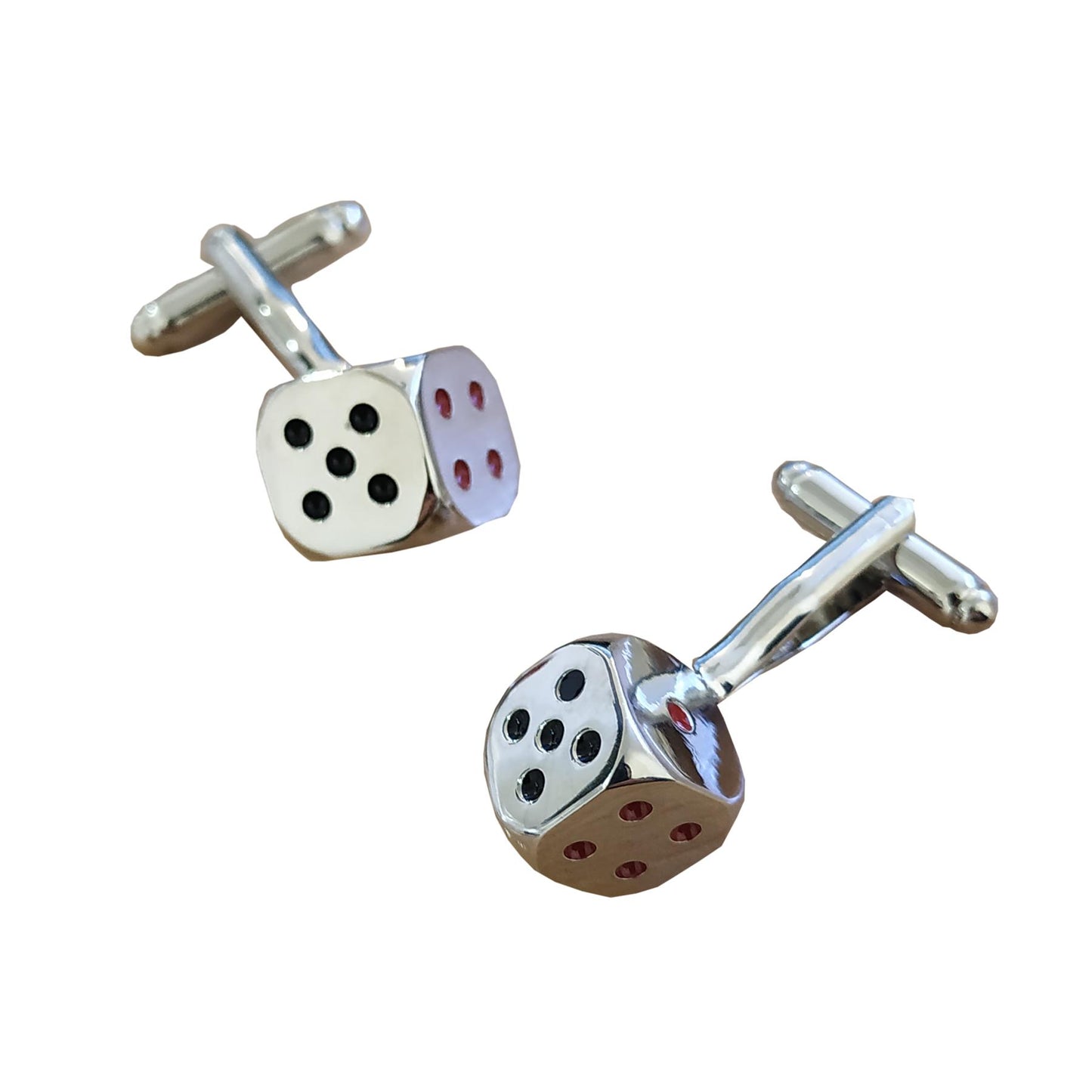 Charles William Silver Dice Cufflinks Gamble Roll Present Lucky Charm Throw Good Luck Poker UK