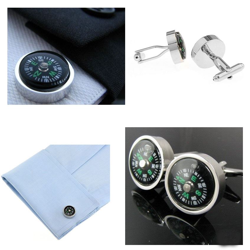 Charles William Mens Working Compass Cufflinks Wedding Business Naval Army Gift Present