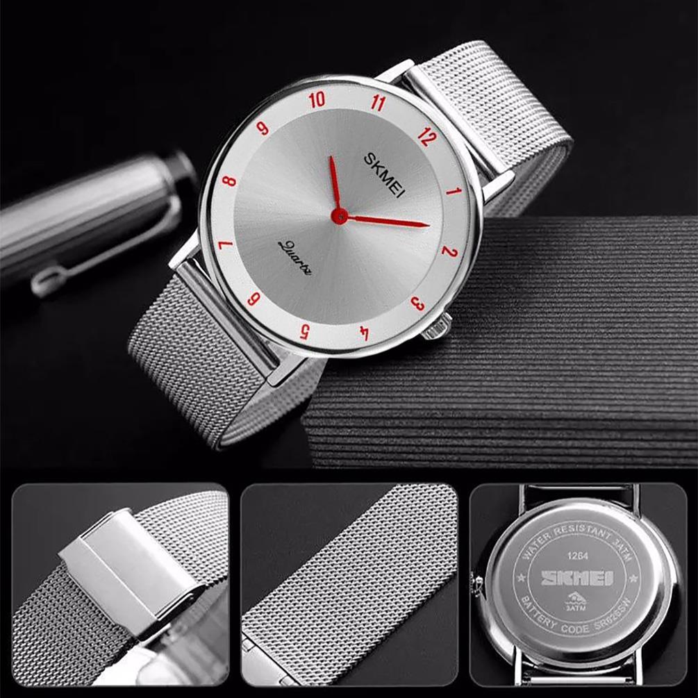 Skmei Mens Watch Classic Silver Dial Ultra Thin Stainless Steel Mesh Strap SK1264