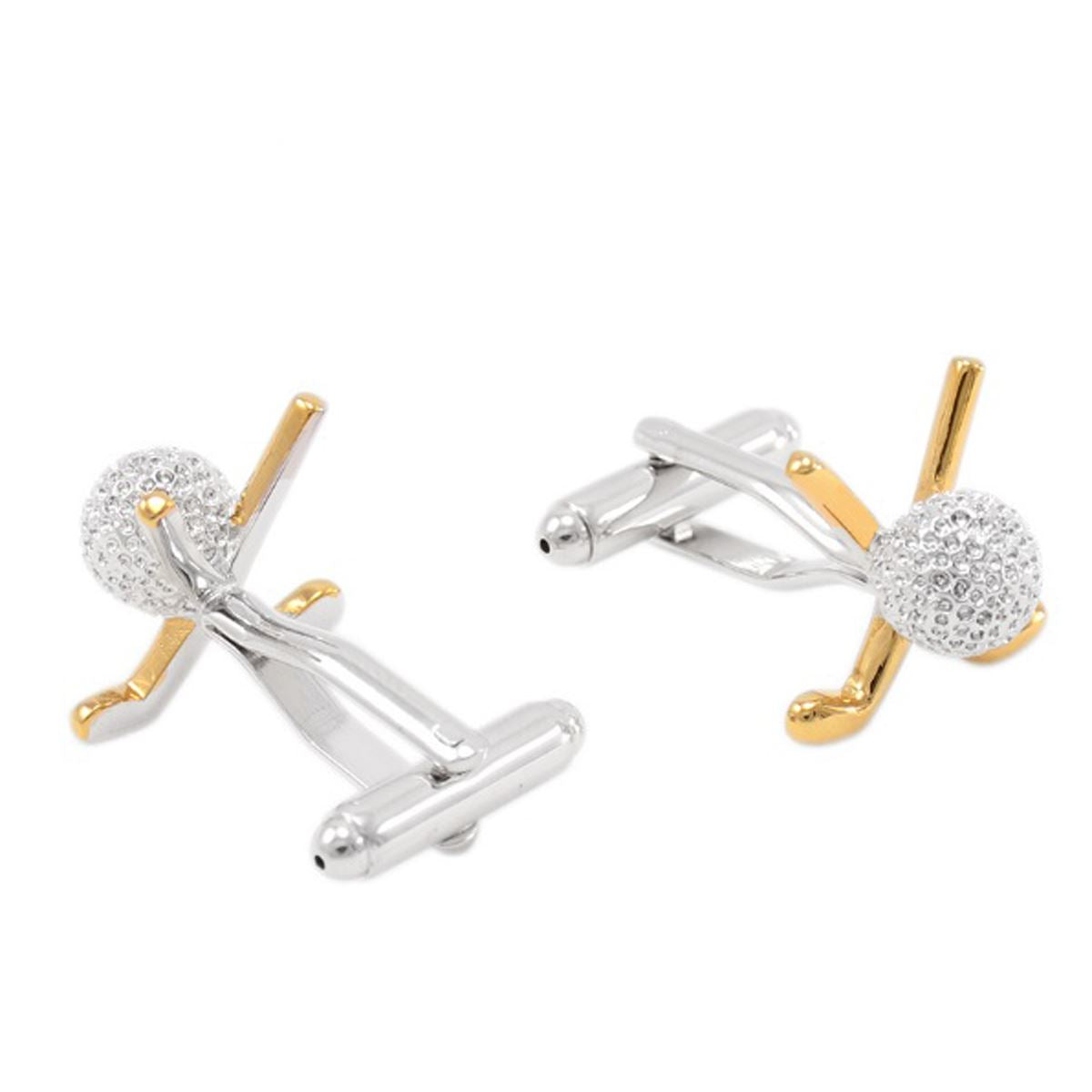 Charles William Sports Silver & Gold Golf Clubs & Ball Cufflinks Set Novelty Wedding Gift Quality UK Seller