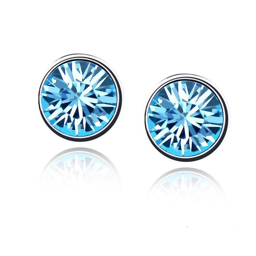 Women's Girls Small Crystal Stud Earrings Jewellery Sky Blue (Available in 9 Colours) UK Seller