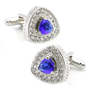 Charles William Triangle Cufflinks with Blue Stone