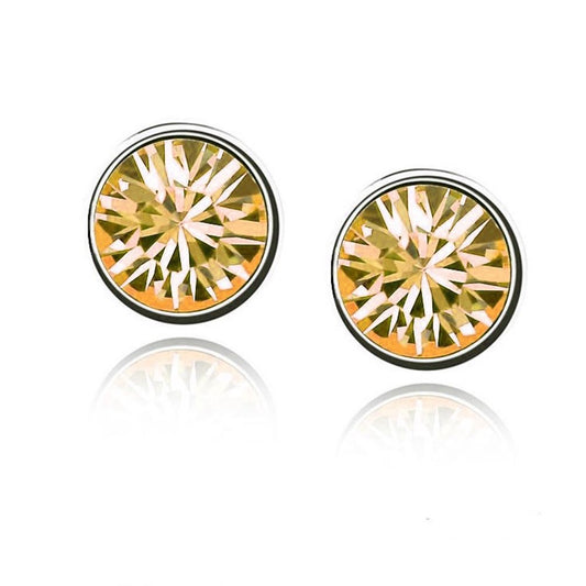 Women's Girls Small Crystal Stud Earrings Jewellery Gold (Available in 9 Colours) UK Seller