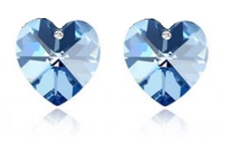 Austrian Crystal Stone And Elements Light Blue Heart Shaped Rhinestone Stud Earrings UK Seller