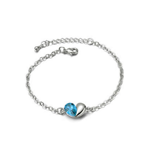 Sky Blue Designer Love Heart Silver Jewellery Bracelet from Charles Willaim