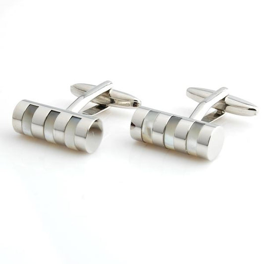 Charles William Barrel Style Cufflinks With Mother Of Pearl Stones Wedding Formal Business Cufflinks