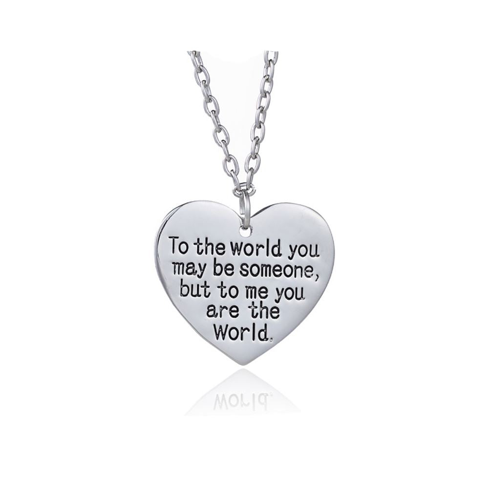 Women's Gift Necklace For Wife Daughter Mother Love Heart Pendant You Are The World UK