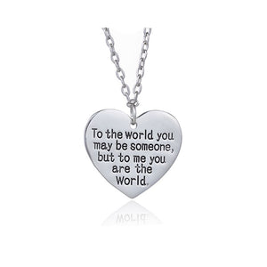 Women's Gift Necklace For Wife Daughter Mother Love Heart Pendant You Are The World UK