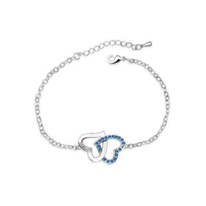 Double Heart Love Bracelet in Light Blue
