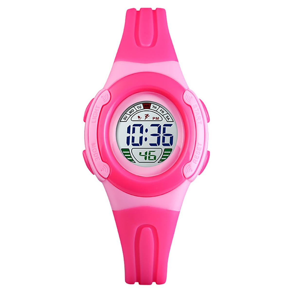 Skmei Childrens Kids Watch Girls Or Boys Pink Stopwatch Alarm Light Comfortable Strap