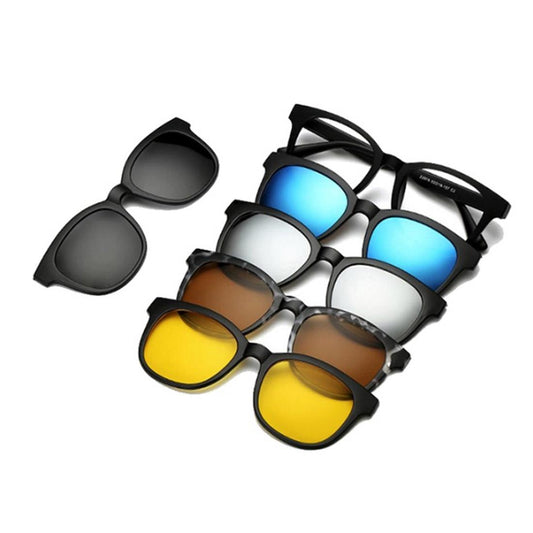 Charles William 5 Pack Lenses Sunglasses Sun Clip On UV400 Polarised Protection Glasses FREE CASE