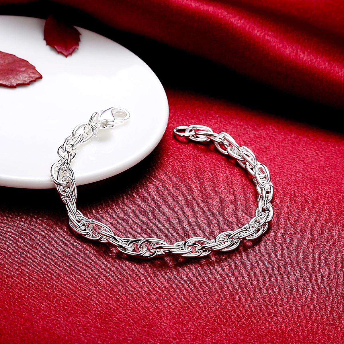 Men's Women's Chain Bracelet Bangle Silver Plated With Lobster Close BG1727