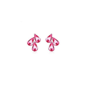 Pink Women's Jewellery Set Flower Leaf Waterdrop Pendant Stud Earrings UK BG1492