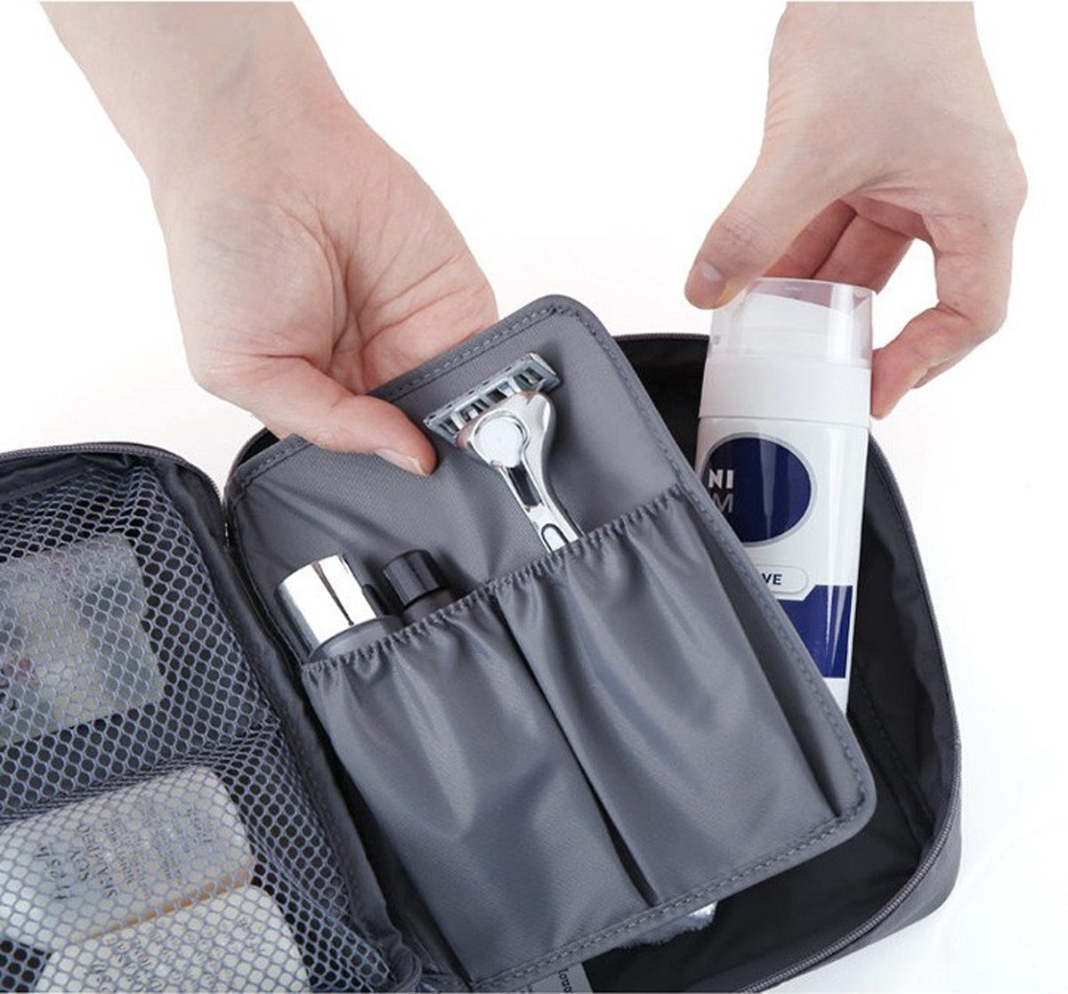 Travel Wash Bag Perfect For Toiletry, Cosmetics, Deodorant, Toothpaste, Toothbrushes Zip Close And Net Pockets