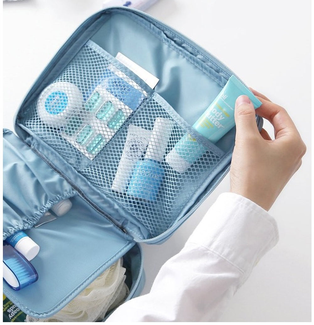 Travel Wash Bag Perfect For Toiletry, Cosmetics, Deodorant, Toothpaste, Toothbrushes Zip Close And Net Pockets