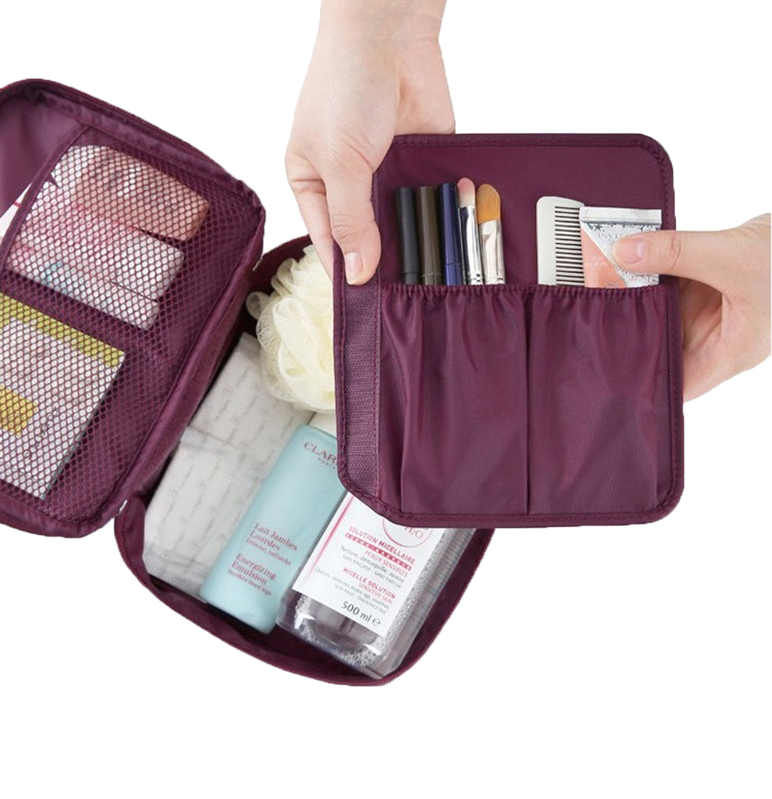 Travel Wash Bag Perfect For Toiletry, Cosmetics, Deodorant, Toothpaste, Toothbrushes Zip Close And Net Pockets