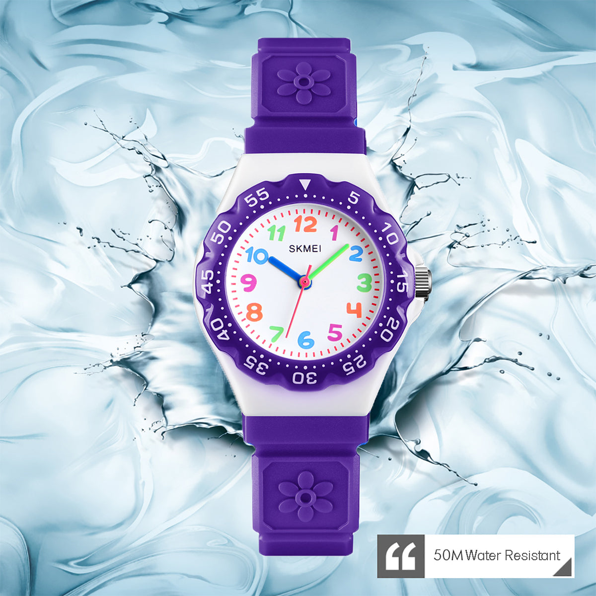 Skmei Kids Boys Girls Children First Watch Easy To Tell Time Learning 4 Colours Watch Clear Dial Colourful Hour Markers